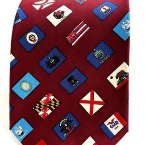USA State Flag Silk Neck Tie 59" Junior Chamber International United States Red